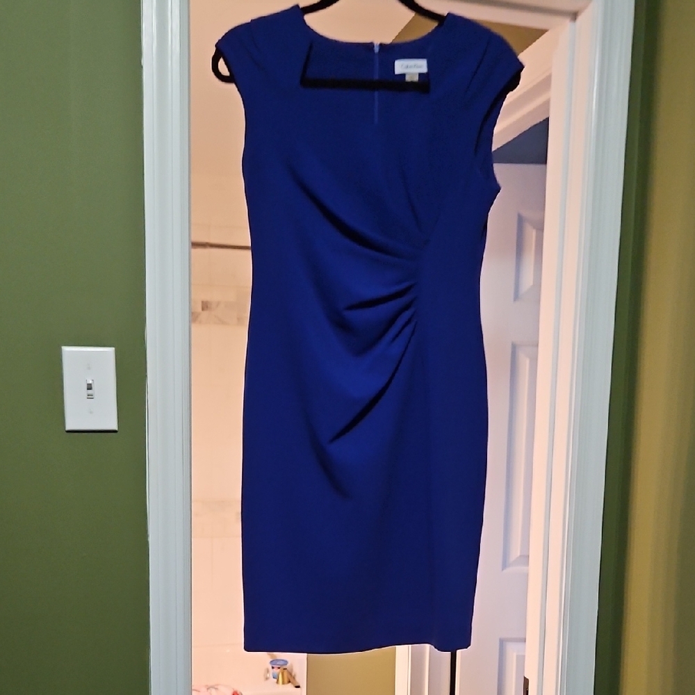 Calvin Klein Blue Sleeveless Sheath Mini Dress